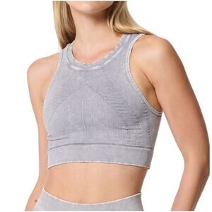 NUX One By One Mineral Stone Wash Ribbed Cropped Top, Vintage Vibes, Sz Small